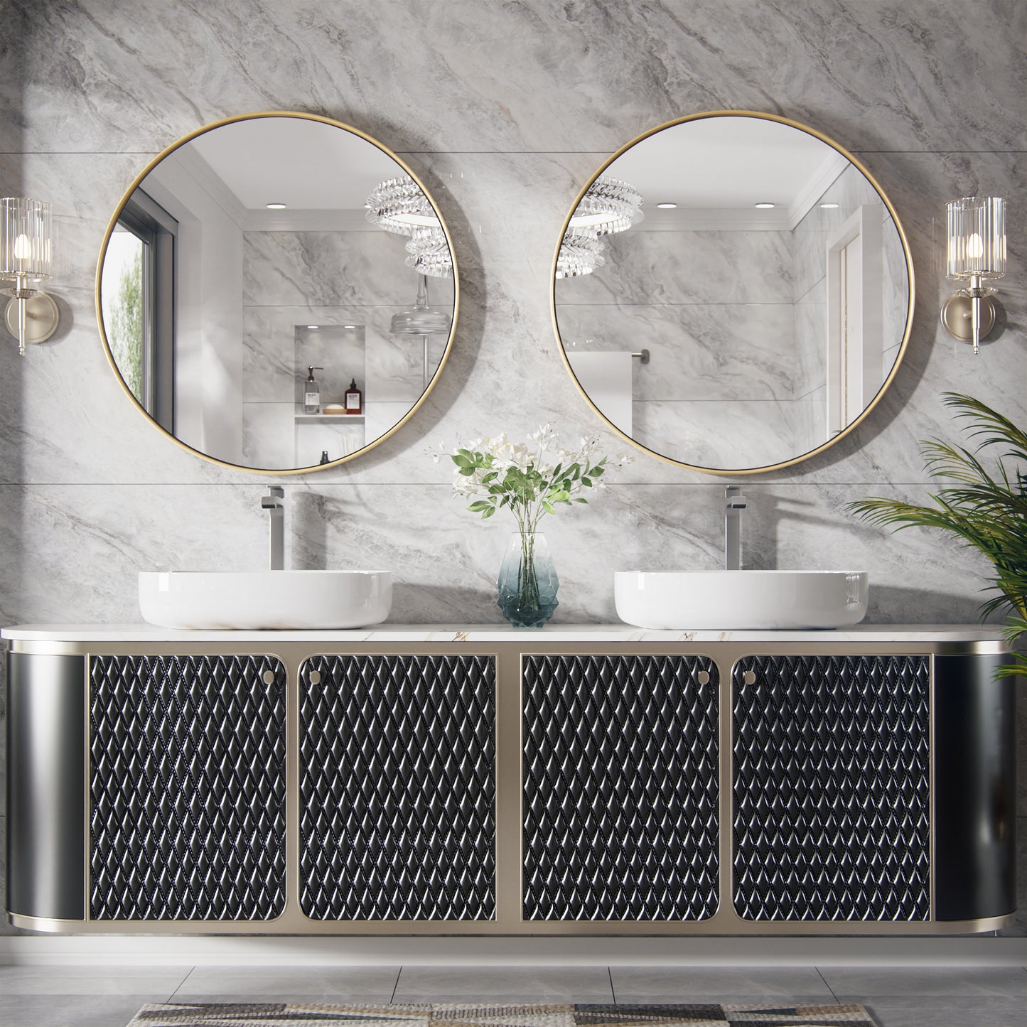 PAIHOME Round Decorative Wall Mirror with Metal Frame, Wall Mounted Vanity Mirror,Modern Bathroom Circle Mirrors