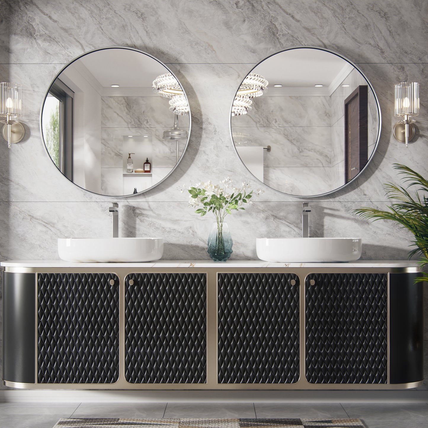 PAIHOME Round Decorative Wall Mirror with Metal Frame, Wall Mounted Vanity Mirror,Modern Bathroom Circle Mirrors