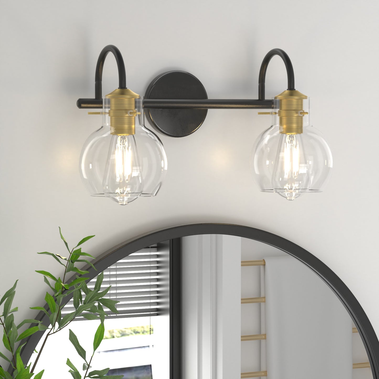 PAIHOME Wall Lights, Vanity Wall Sconce with Clear Glass Globe for Bedside, Living Room, Modern Bathroom Light Fixtures over Mirror