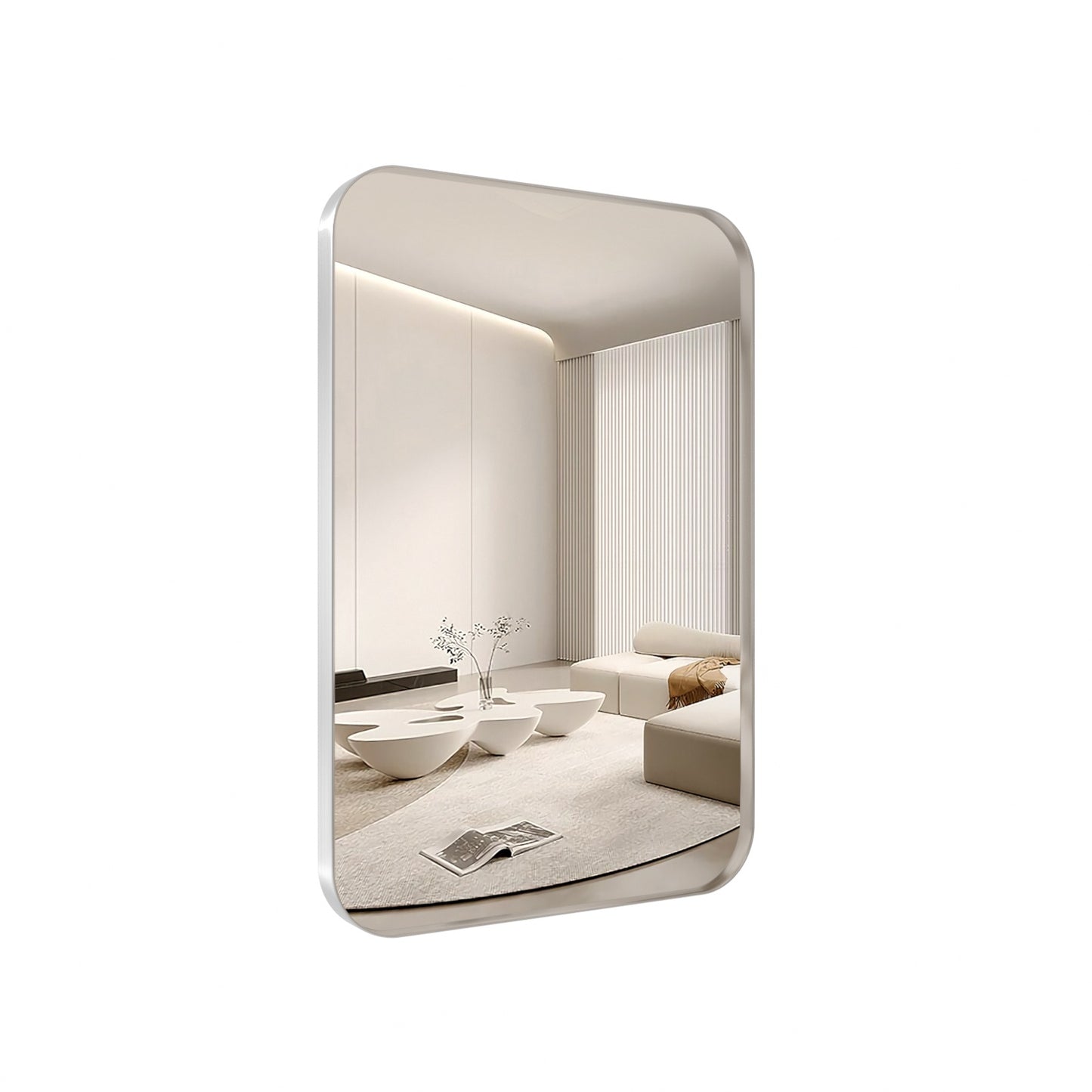 PAIHOME Bathroom Wall Mirror, Silver Vanity Mirror, Stainless-Steel Rectangular Decor Mirror for Entryway