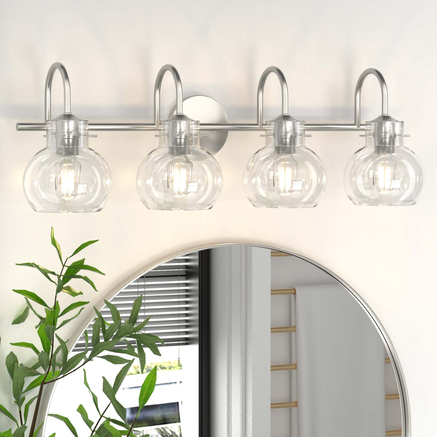 PAIHOME Wall Lights, Vanity Wall Sconce with Clear Glass Globe for Bedside, Living Room, Modern Bathroom Light Fixtures over Mirror