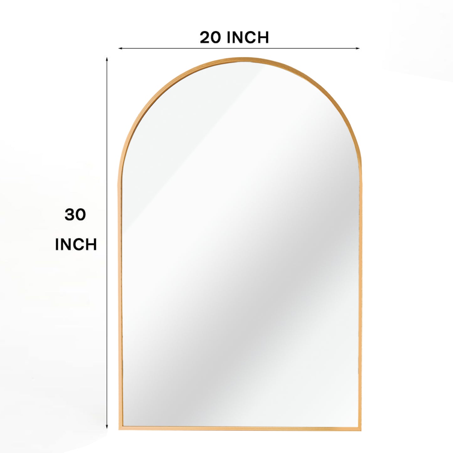 20" x 30" Arched Bathroom Mirror, Elegant Vanity Mirror with Slim Metal Frame - PAIHOME