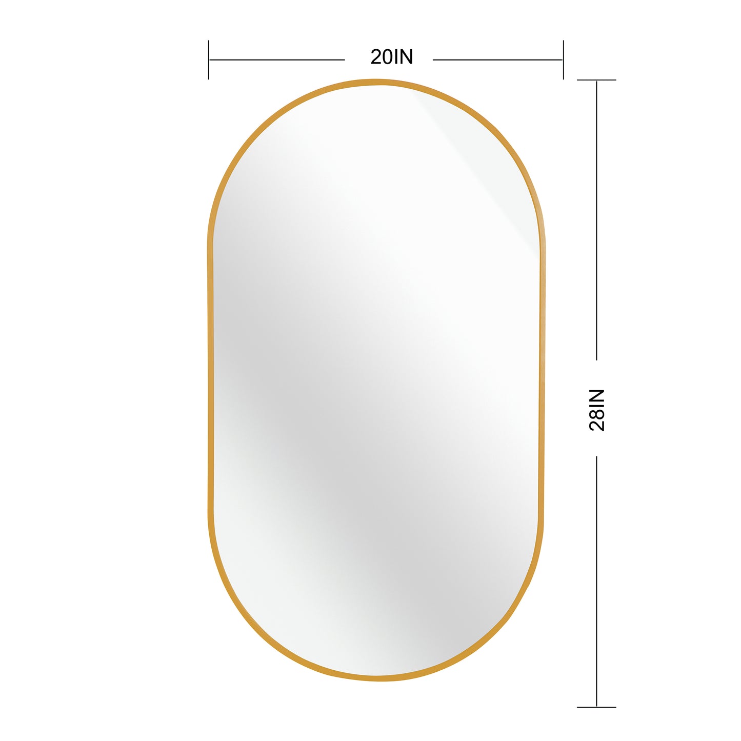 20" × 28" Arched Sleek Bathroom Mirror, Modern Capsule-Shaped Wall Mirror -PAIHOME