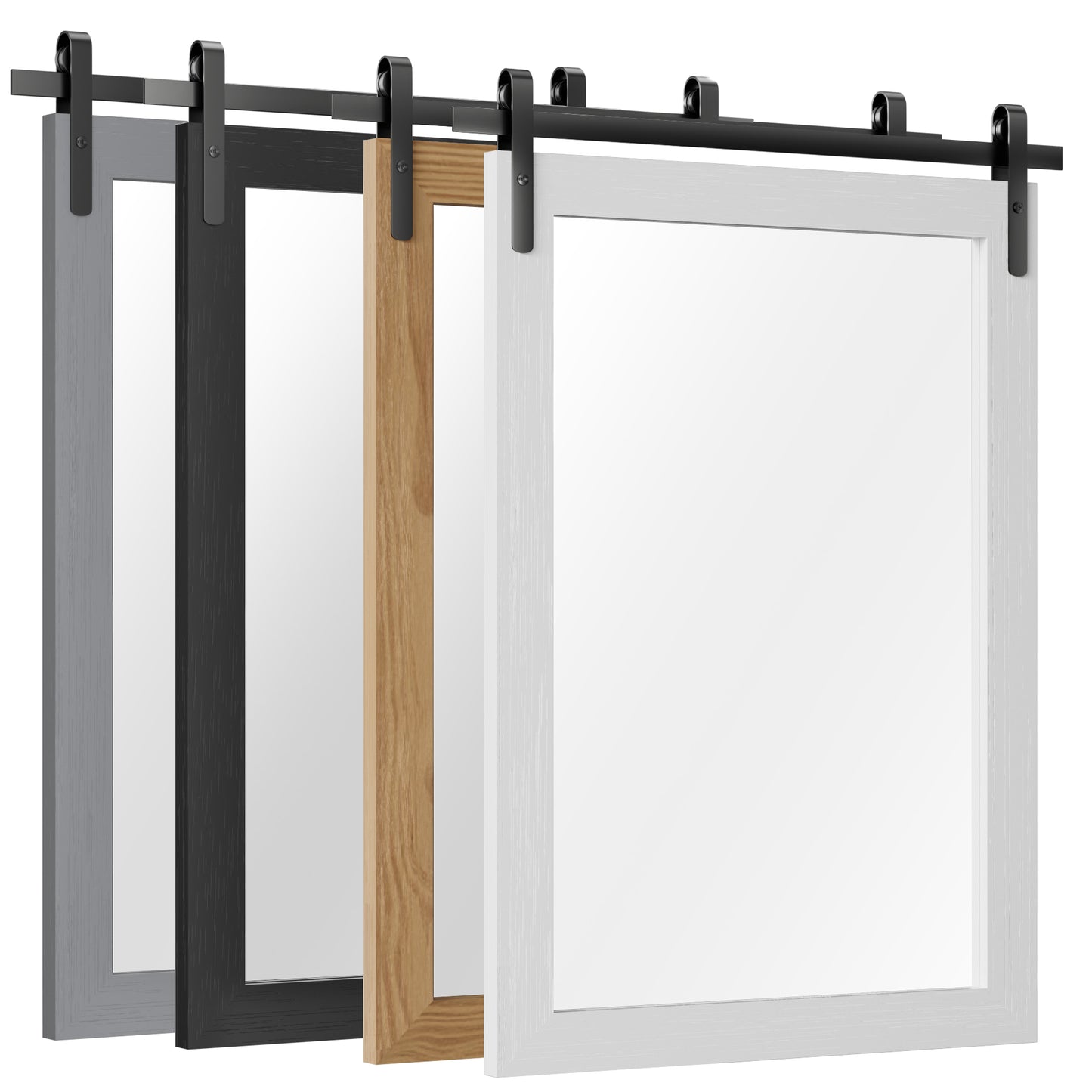 PAIHOME Wood Frame Wall Mirrors, Farmhouse Rectangle Vanity Mirror, Barn Door Bathroom Decorative Mirror