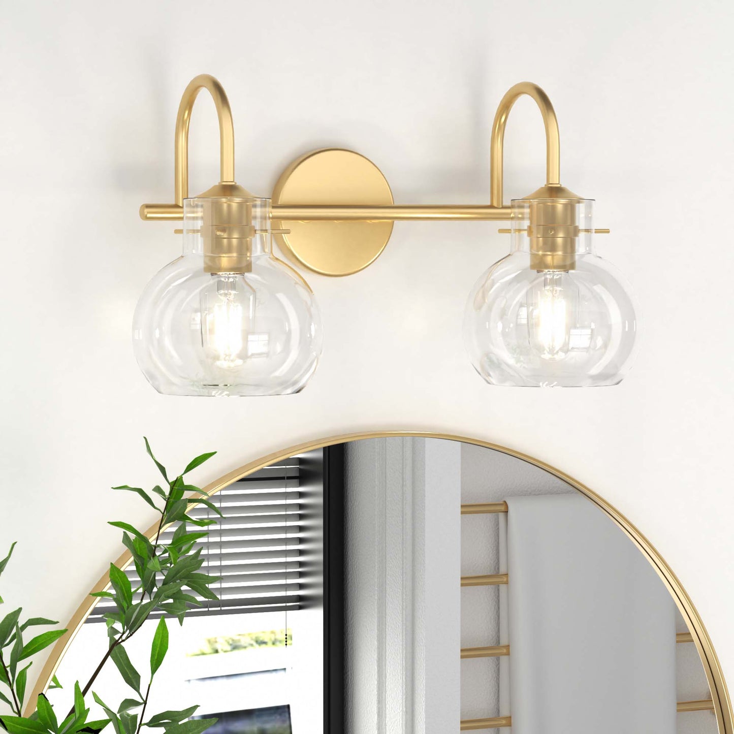 PAIHOME Wall Lights, Vanity Wall Sconce with Clear Glass Globe for Bedside, Living Room, Modern Bathroom Light Fixtures over Mirror