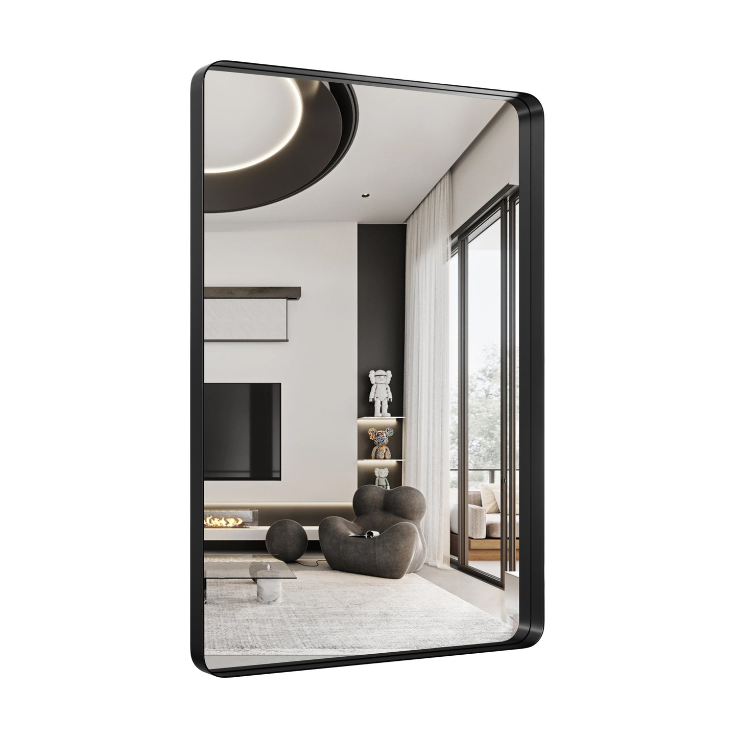 PAIHOME 24"×36" Rectangular Bathroom Wall Mirror-Industrial Vanity Mirror with Black, Shatterproof, Sturdy Frame