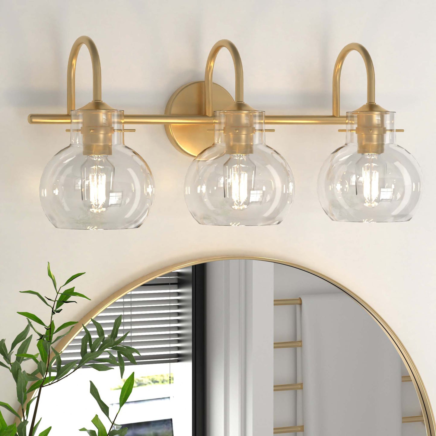 PAIHOME Wall Lights, Vanity Wall Sconce with Clear Glass Globe for Bedside, Living Room, Modern Bathroom Light Fixtures over Mirror