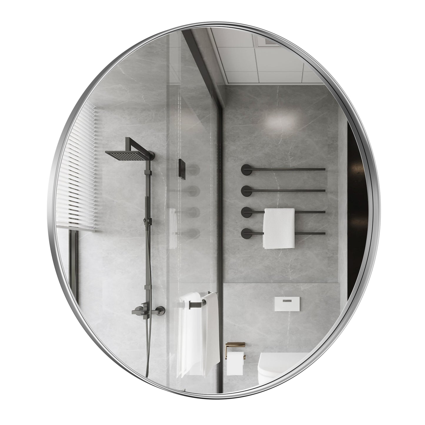 PAIHOME Round Decorative Wall Mirror with Metal Frame, Wall Mounted Vanity Mirror, Modern Bathroom Circle Mirrors