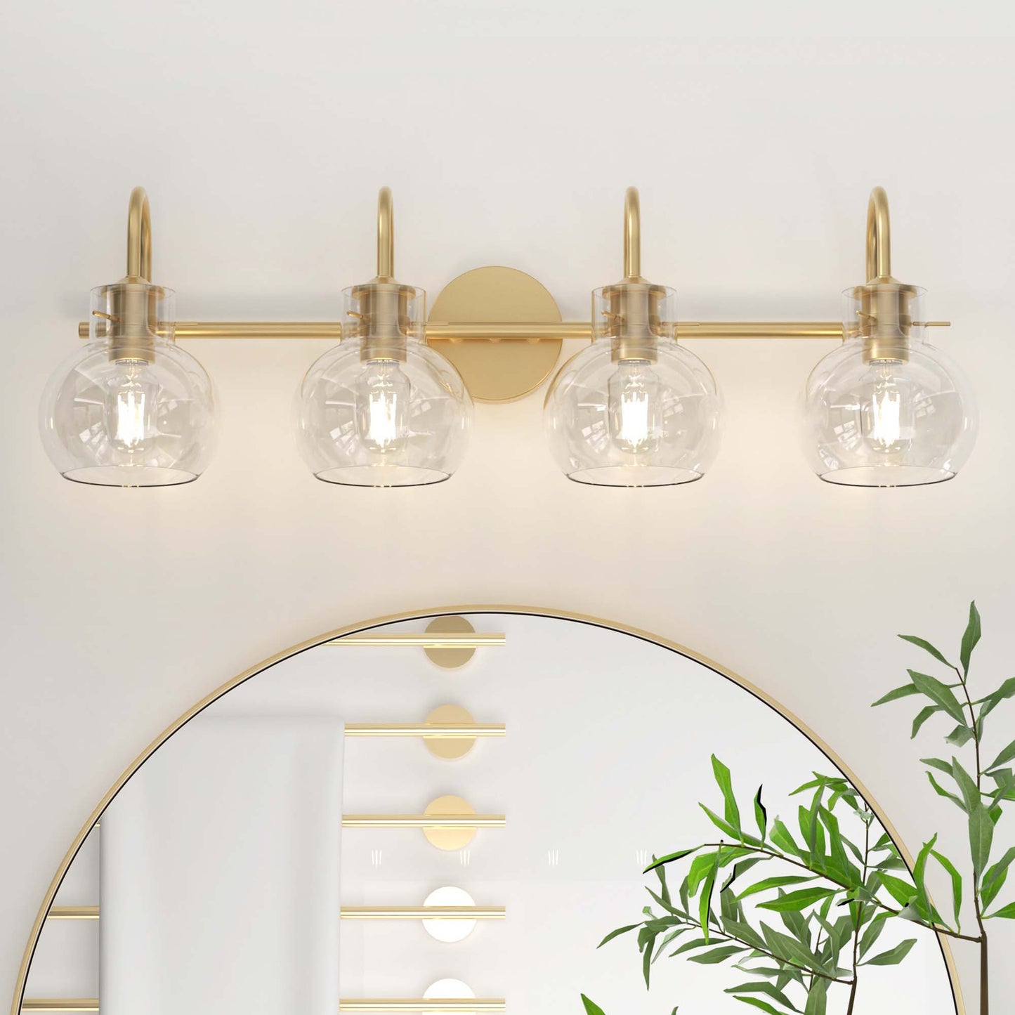 PAIHOME Wall Lights, Vanity Wall Sconce with Clear Glass Globe for Bedside, Living Room, Modern Bathroom Light Fixtures over Mirror