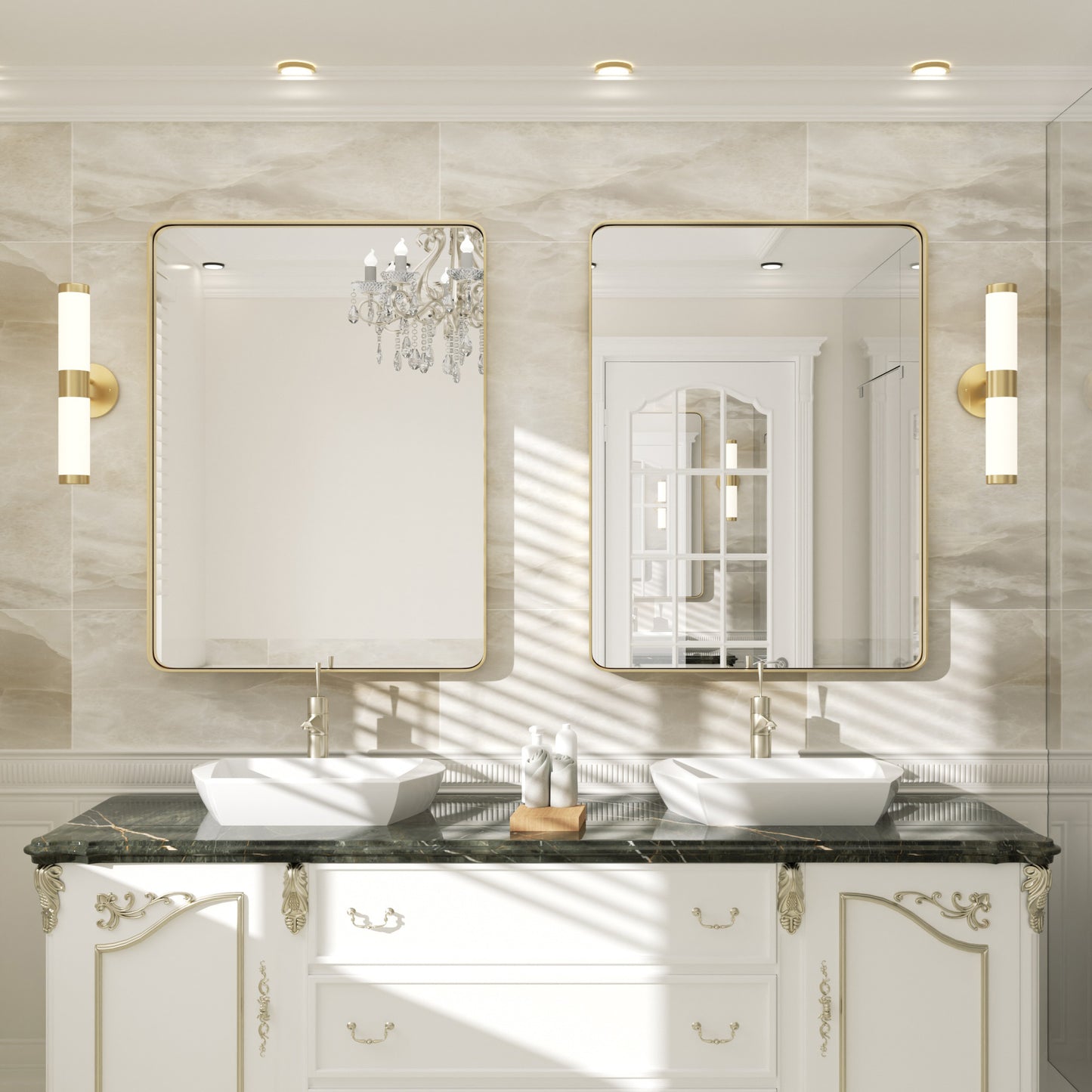 PAIHOME Gold Framed Wall Mirror-Rectangular Bathroom Vanity Mirror with Anti-Corrosion Frame for Hallway Decor