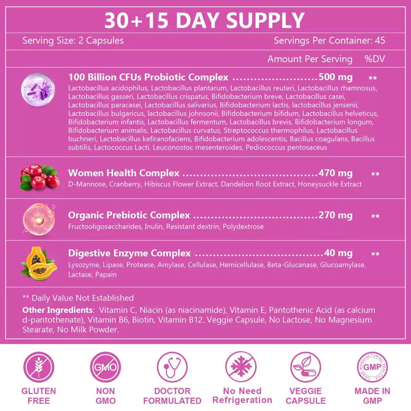 NATURE TARGET (Pack of 2) 100 Billion CFUs Probiotics for Women and Men - 90 Capsules