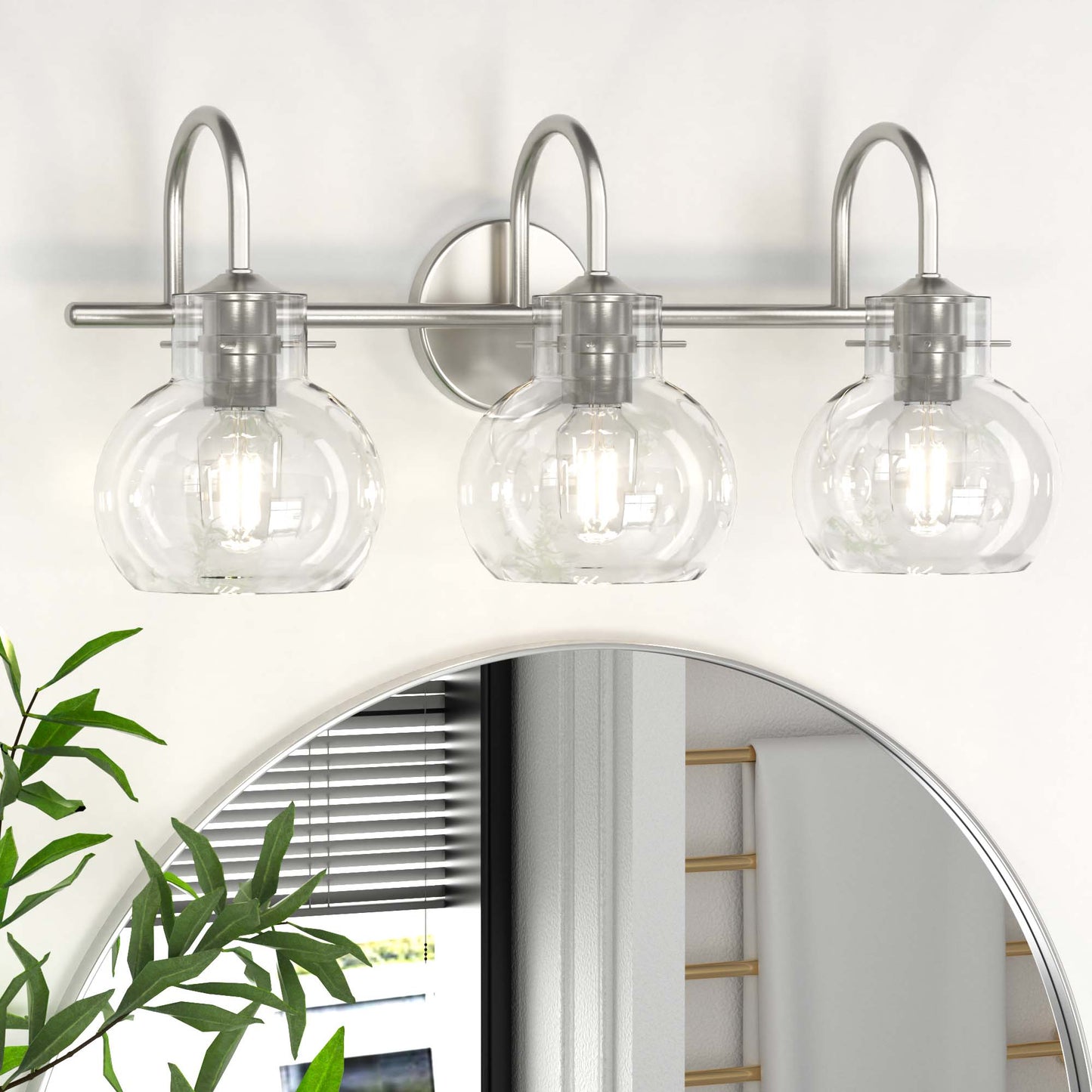 PAIHOME Wall Lights, Vanity Wall Sconce with Clear Glass Globe for Bedside, Living Room, Modern Bathroom Light Fixtures over Mirror