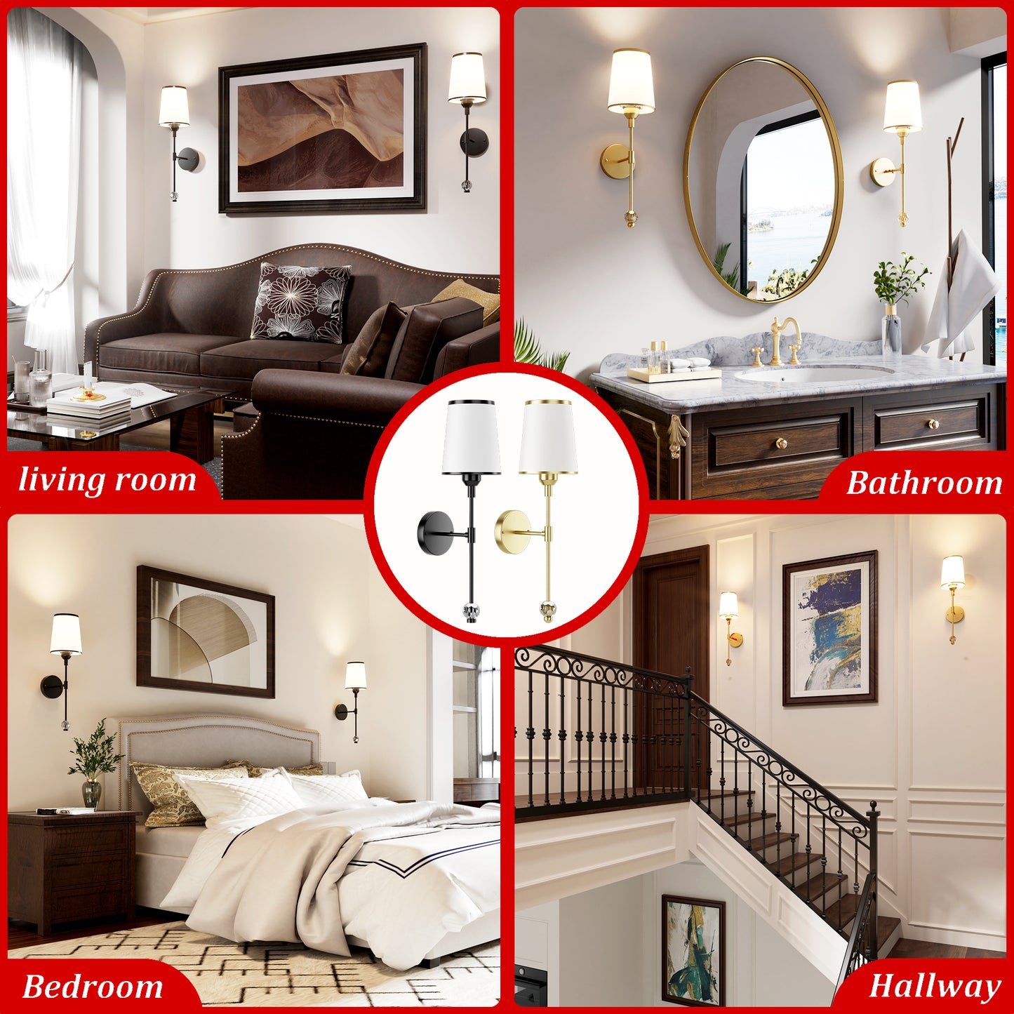 PAIHOME Elegant Wall Sconce Set with Crystal Accent, Bedroom Living Room Hallway Feature Wall Lighting Fixtures