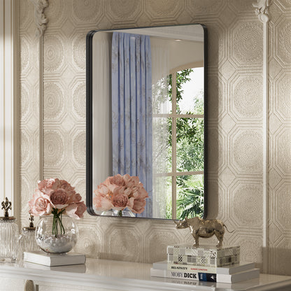 PAIHOME 24"×36" Rectangular Bathroom Wall Mirror-Industrial Vanity Mirror with Black, Shatterproof, Sturdy Frame