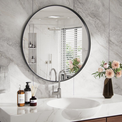 PAIHOME Round Decorative Wall Mirror with Metal Frame, Wall Mounted Vanity Mirror,Modern Bathroom Circle Mirrors