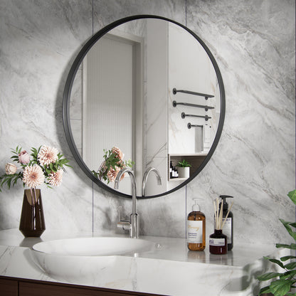 PAIHOME Round Decorative Wall Mirror with Metal Frame, Wall Mounted Vanity Mirror,Modern Bathroom Circle Mirrors