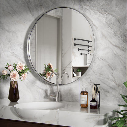 PAIHOME Round Decorative Wall Mirror with Metal Frame, Wall Mounted Vanity Mirror,Modern Bathroom Circle Mirrors