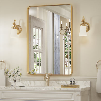 PAIHOME Gold Framed Wall Mirror-Rectangular Bathroom Vanity Mirror with Anti-Corrosion Frame for Hallway Decor