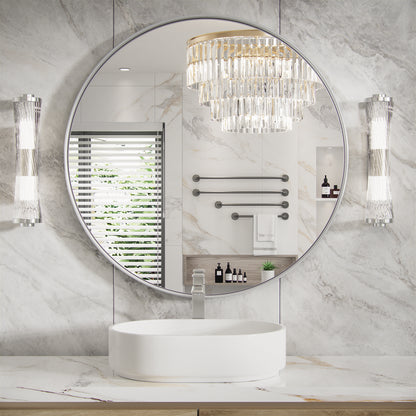 PAIHOME Round Decorative Wall Mirror with Metal Frame, Wall Mounted Vanity Mirror,Modern Bathroom Circle Mirrors