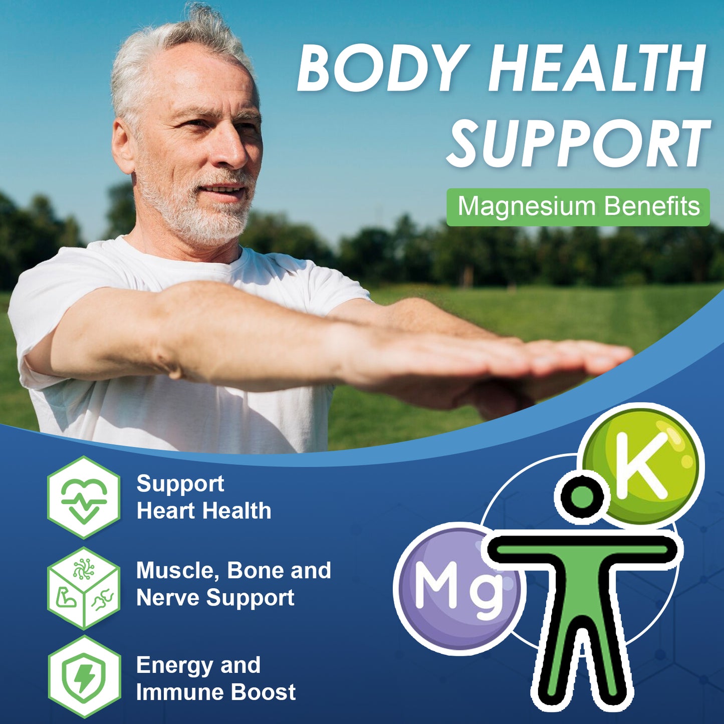 Magnesium Glycinate 500mg, Chelated Magnesium with Zinc & Vitamin D3 for Muscle, Nerve & Bone, Support Heart Health & Leg Cramp, Strength Immune System - 120 Capsules