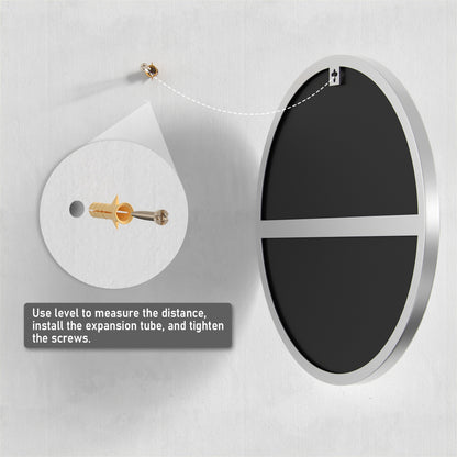 PAIHOME Silver Decorative Wall Mirror, Round Vanity Mirror, Iron Frame Modern Bathroom Mirror