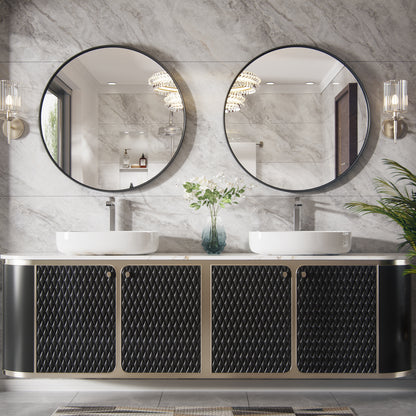 PAIHOME Round Decorative Wall Mirror with Metal Frame, Wall Mounted Vanity Mirror,Modern Bathroom Circle Mirrors