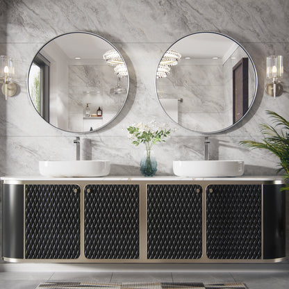 PAIHOME Round Decorative Wall Mirror with Metal Frame, Wall Mounted Vanity Mirror,Modern Bathroom Circle Mirrors
