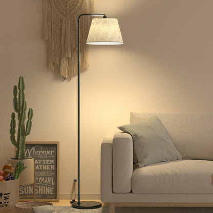 Modern Adjustable Floor Lamp with Linen Shade - 67" Tall Minimalist Standing Light for Bedroom, Living Room, or Office