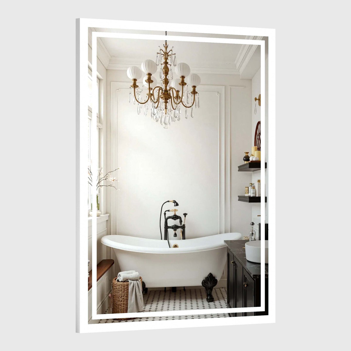 PAIHOME Backlit Bathroom Mirror with Anti-Fog - Dimmable Wall-Mounted Vanity Mirror with 3 Color Temperatures and Memory Function