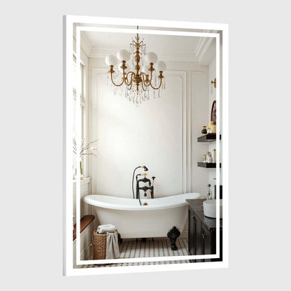 PAIHOME Backlit Bathroom Mirror with Anti-Fog - Dimmable Wall-Mounted Vanity Mirror with 3 Color Temperatures and Memory Function