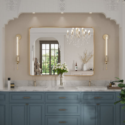 PAIHOME Gold Framed Wall Mirror-Rectangular Bathroom Vanity Mirror with Anti-Corrosion Frame for Hallway Decor