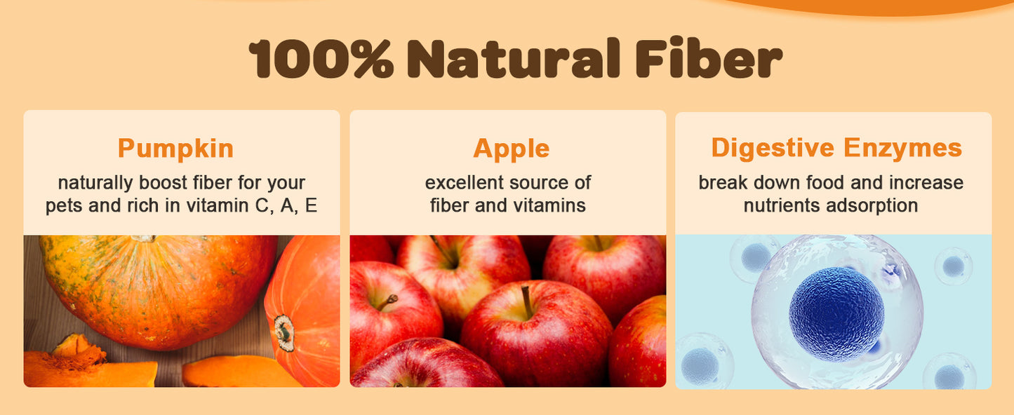 NATURE TARGET Dog Pumpkin: All-natural fiber with digestive enzymes & apple. Supports healthy stool, relieves diarrhea & constipation - 60 Scoops