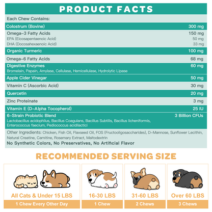 NATURE TARGET Freeze-Dried Allergy Chews for Dogs. Formulated with probiotics, colostrum & Omega 3 to relieve itching, scratching & hot spots, supporting immune & skin health - 120 chews