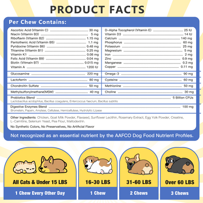 NATURE TARGET Dog Multivitamins with Minerals, Probiotics, Glucosamine, Enzymes for Immune, Digestive, Joint, Hip, Skin & Coat Health - 120 Chews