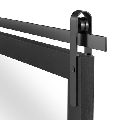 PAIHOME Bathroom Mirror with Wood Frame, Black Barn Door Vanity Mirror, Rectangle Wall Mirror, Rustic Farmhouse Wall Decor