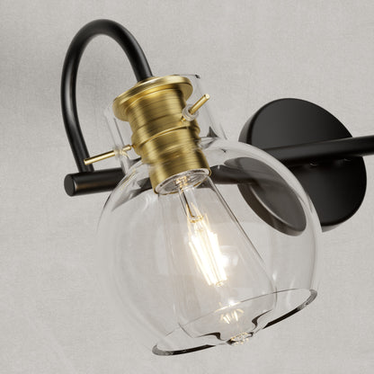 PAIHOME Vanity Wall Sconce, Wall Lights with Globe Glass Shade for Bedside, Rustic Bathroom Light Fixtures over Mirror, E26 Base