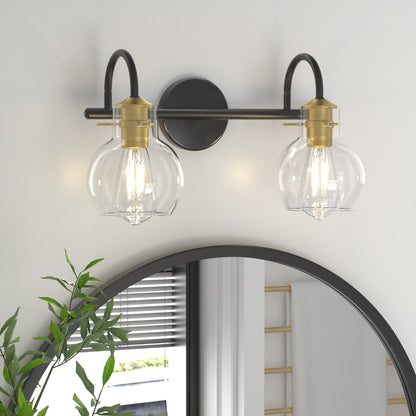 PAIHOME Wall Lights, Vanity Wall Sconce with Clear Glass Globe for Bedside, Living Room, Modern Bathroom Light Fixtures over Mirror
