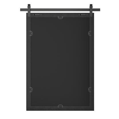 PAIHOME Bathroom Mirror with Wood Frame, Black Barn Door Vanity Mirror, Rectangle Wall Mirror, Rustic Farmhouse Wall Decor