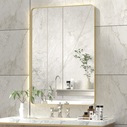 PAIHOME Gold Framed Wall Mirror-Rectangular Bathroom Vanity Mirror with Anti-Corrosion Frame for Hallway Decor