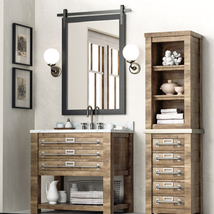 PAIHOME Bathroom Mirror with Wood Frame, Black Barn Door Vanity Mirror, Rectangle Wall Mirror, Rustic Farmhouse Wall Decor