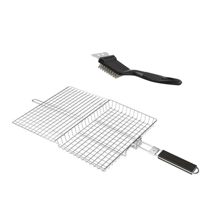 PAIHOME Stainless Steel BBQ Grill Basket with Cleaning Brush, Locking Non-Stick Grilling Tool for Ingredients, Outdoor Barbecue Accessories