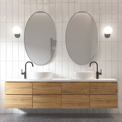 Oval Bathroom Mirror, Silver Vanity Mirror Wall Mounted - PAIHOME