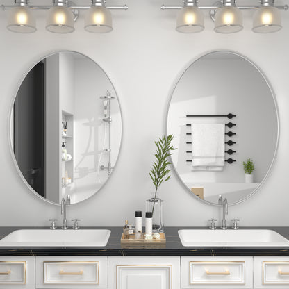Oval Bathroom Mirror, Silver Vanity Mirror Wall Mounted - PAIHOME