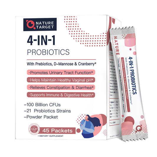 NATURE TARGET Women 4 in 1 Probiotics 100Billion CFU with D-Mannose and Cranberry -45packets