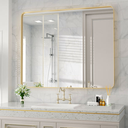 PAIHOME Gold Framed Wall Mirror-Rectangular Bathroom Vanity Mirror with Anti-Corrosion Frame for Hallway Decor