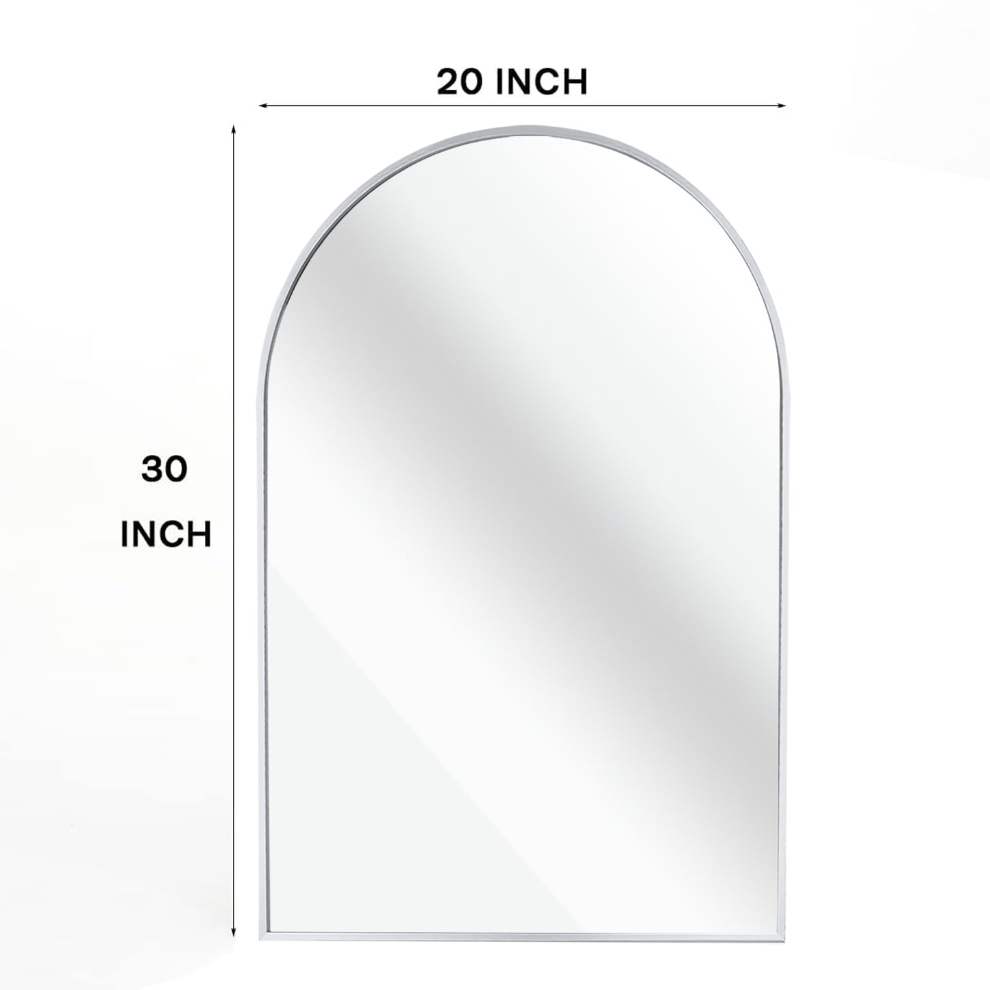 20" x 30" Arched Bathroom Mirror, Elegant Vanity Mirror with Slim Metal Frame - PAIHOME