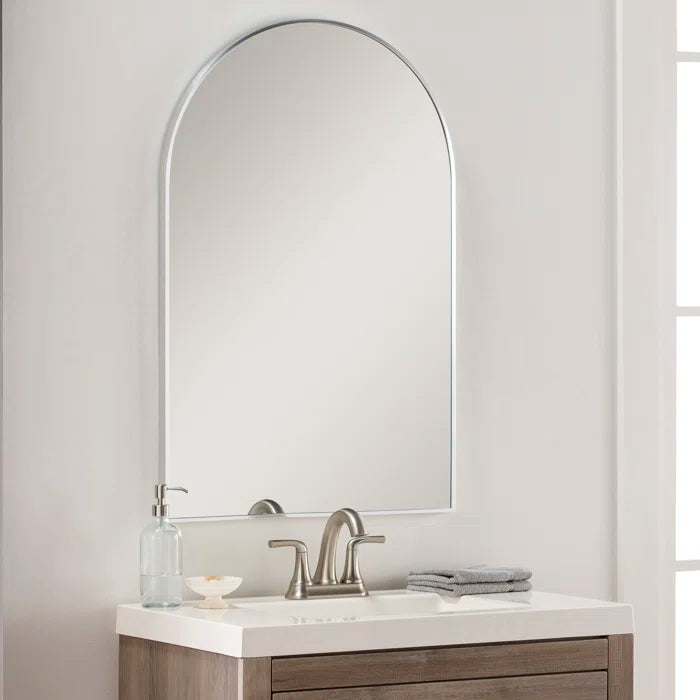 20" x 30" Arched Bathroom Mirror, Elegant Vanity Mirror with Slim Metal Frame - PAIHOME