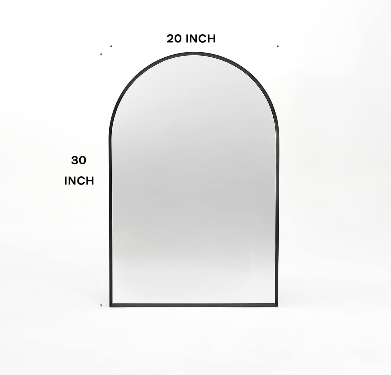 20" x 30" Arched Bathroom Mirror, Elegant Vanity Mirror with Slim Metal Frame - PAIHOME