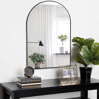 20" x 30" Arched Bathroom Mirror, Elegant Vanity Mirror with Slim Metal Frame - PAIHOME