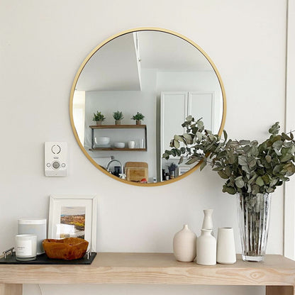 16" x 16" Round Aluminum Alloy Bathroom Vanity Mirror, Wall-Mounted Decorative Circle Mirror - PAIHOME